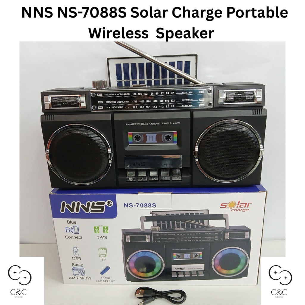 Wireless Portable Speaker Bluetooth Radio Solar NNS NS-7088S High Quality Extra Bass