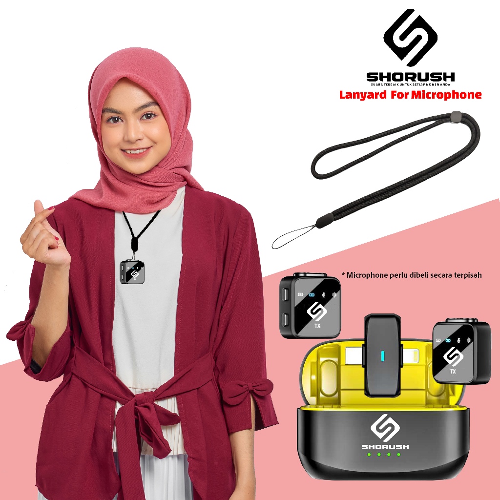 Shorush Lanyard for Microphone Wireless Clip on Mic Lanyard Magnetic Adjustable
