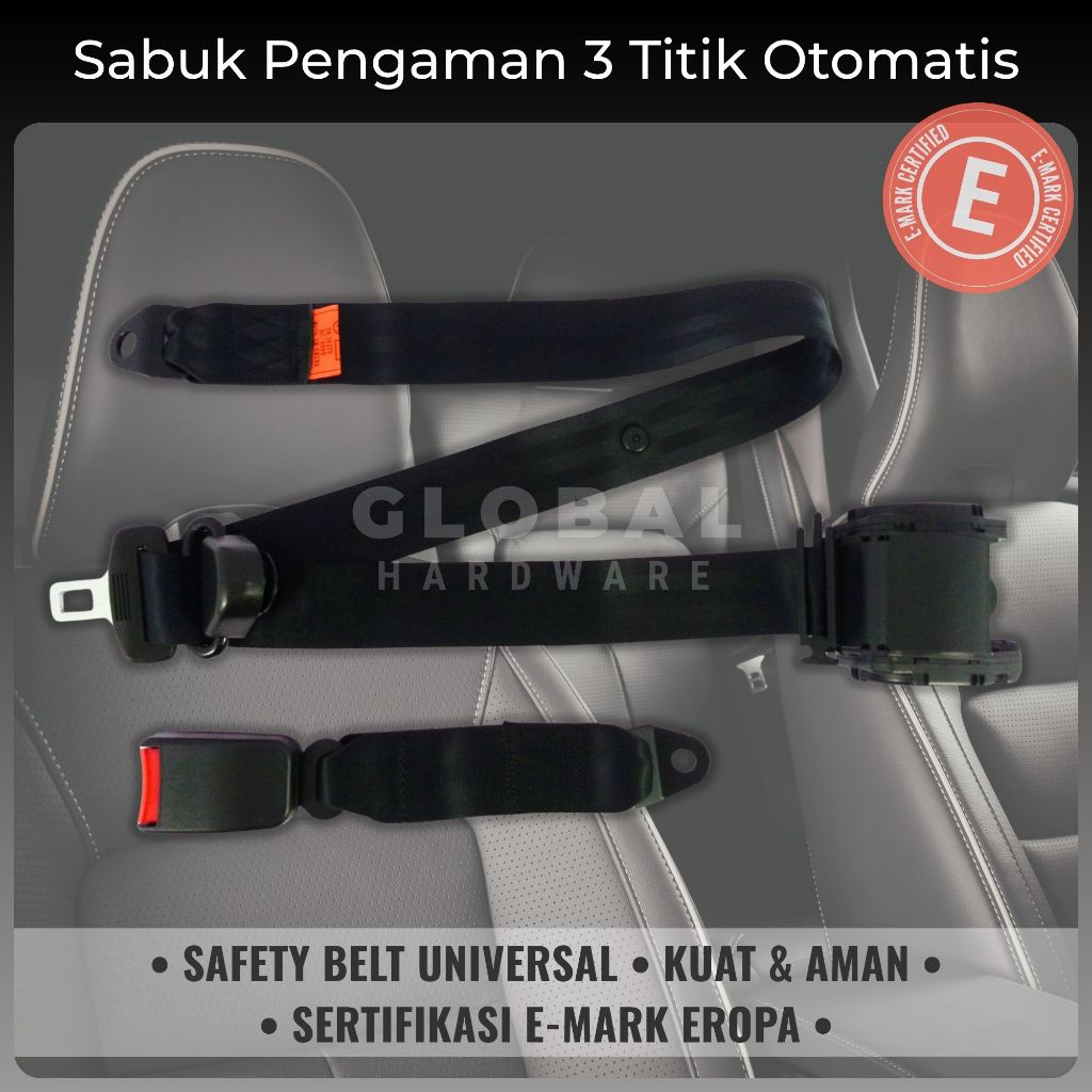 Safety Belt Mobil Universal Otomatis | Sabuk Pengaman 3 Titik Otomatis atau Seat Belt 3 Point Auto M