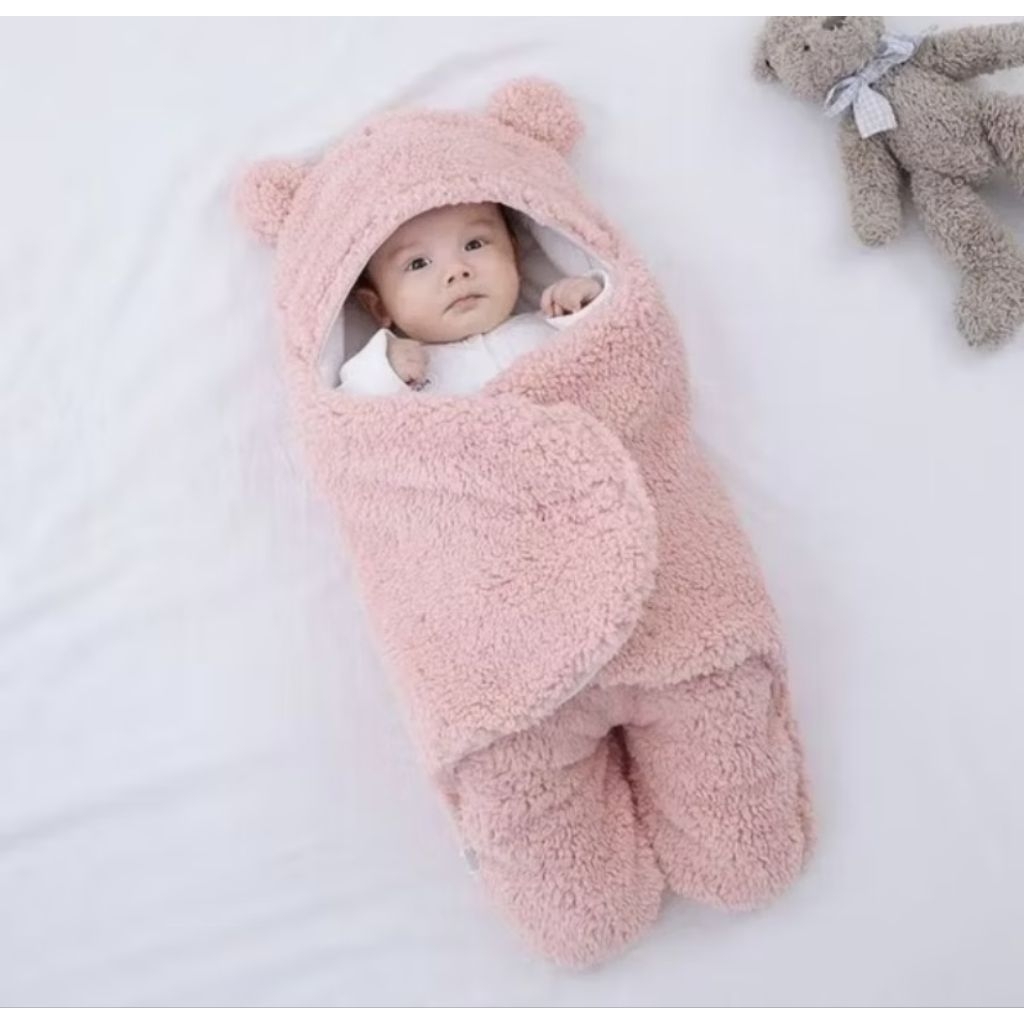 Selimut bedong bayi lucu kado hadiah soft model beruang newborn