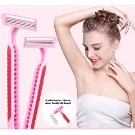 PINK / 3 PISAU / Alat Cukur Jenggot 3 Mata Pisau / Piso Cukur Kumis / Pencukur Kumis Bulu Ketiak Kak