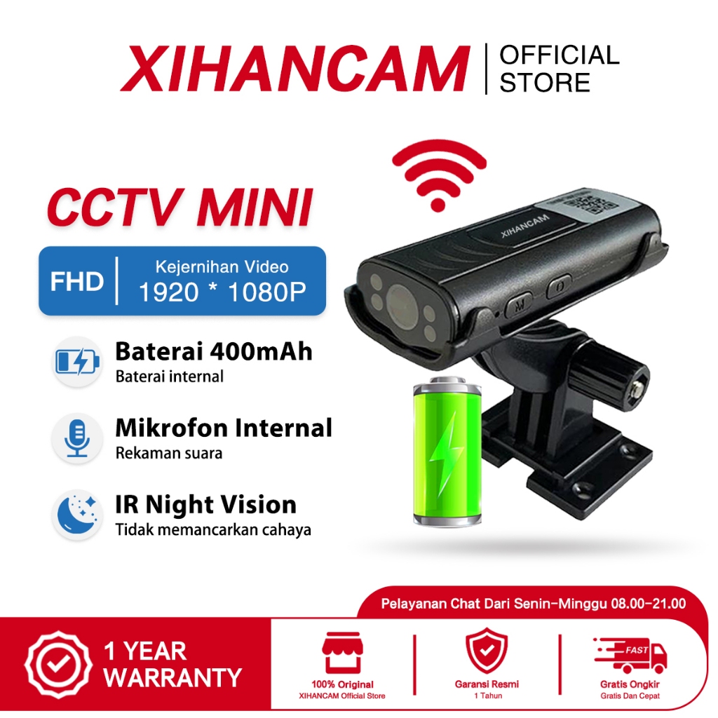 XIHANCAM Smart CCTV Mini Tersembunyi Spy Cam 2MP Tanpa Kabel Kamera Pengintai Mini CCTV Wifi Jarak J