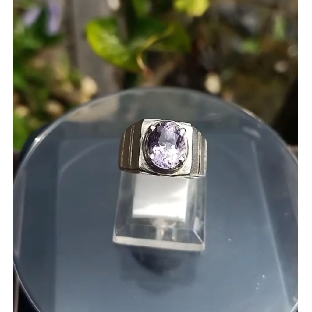 cincin batu kecubung ungu muda Kalimantan