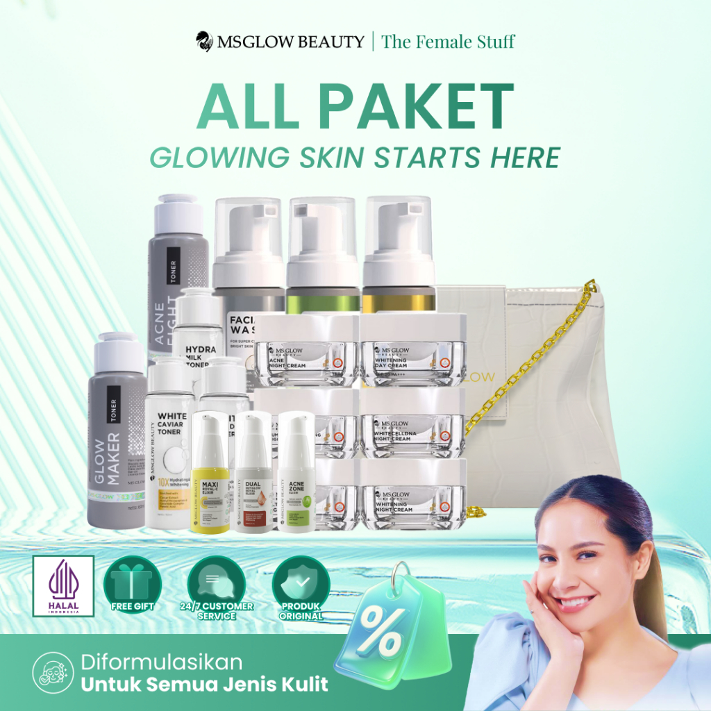 MS Glow Paket Wajah Original BPOM Skincare 1 Set Lengkap New Series Whitening Acne Luminous Ultimate