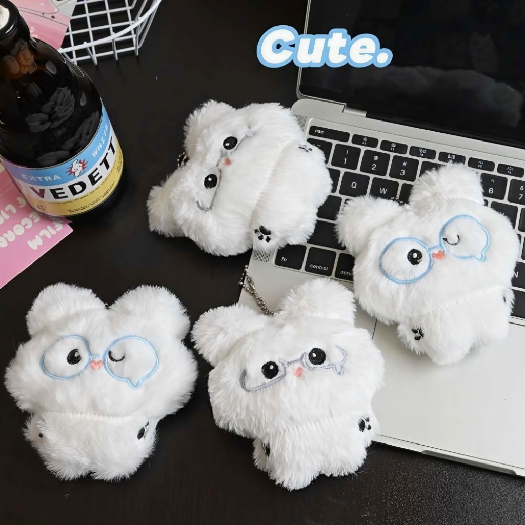 Searyna - Gantungan Kunci Boneka Kelinci Cute Viral Gemoy Cantik Imut Gantungan Tas Keychain White R