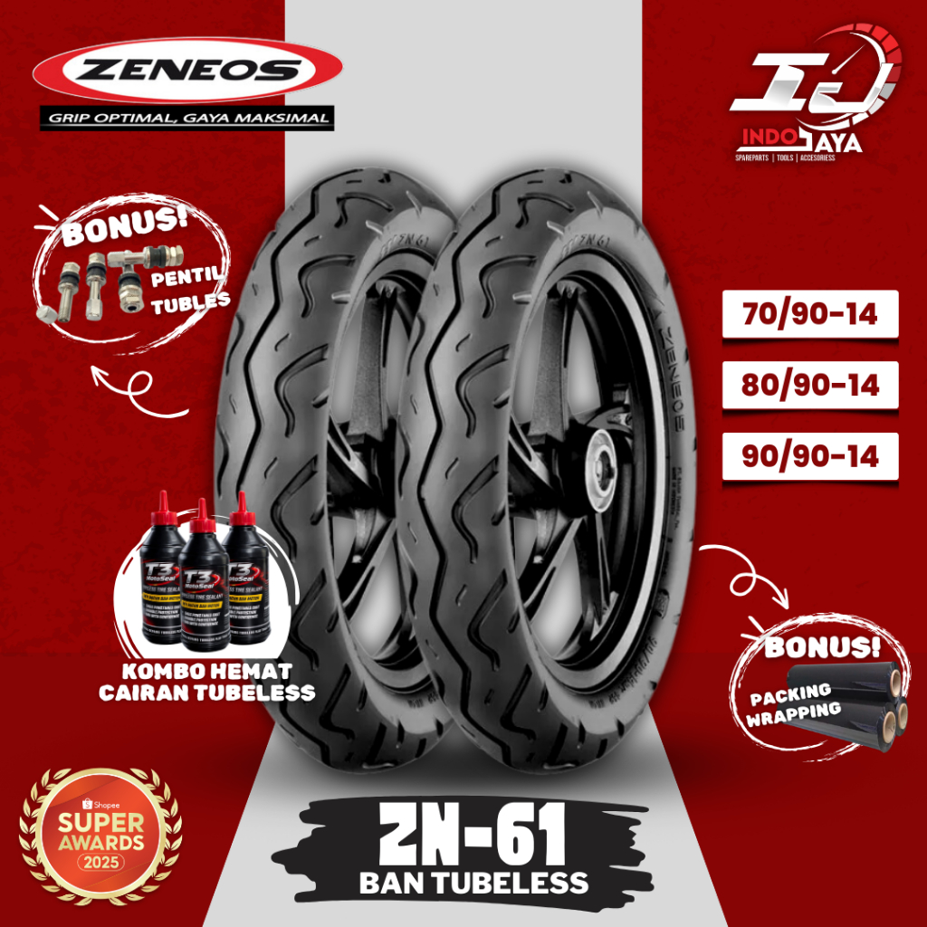 [READY COD] BAN LUAR TUBELESS ZENEOS ZN 61 (70/90-14 - 80/90-14 - 90/90-14) RING 14 / ZN-61 / ZN61 /