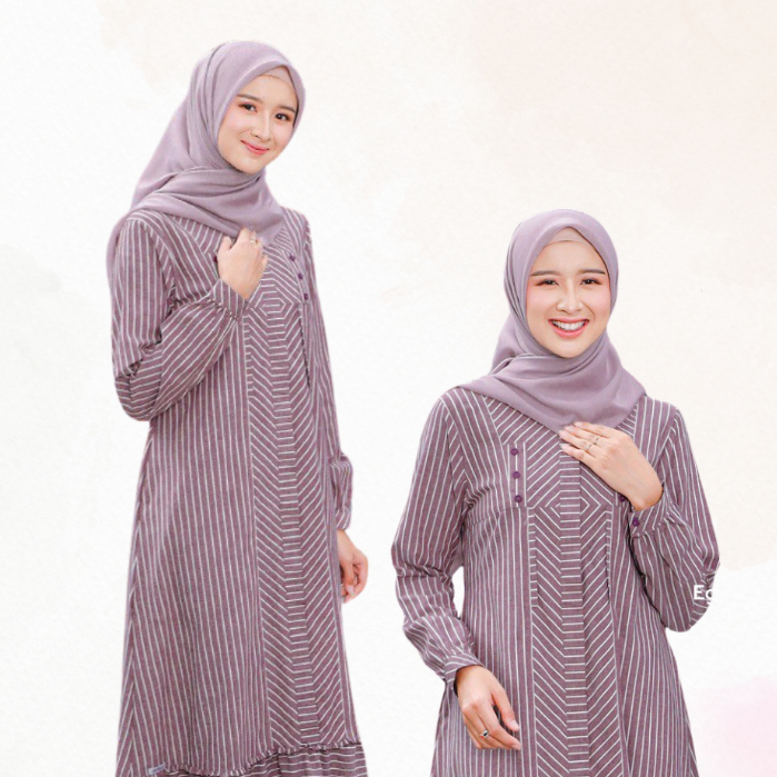GAMIS RAINAMI MOTIF GARIS" KEKINIAN, RAINAMI 18 EGGPLANT (ETHICA MATARAM)