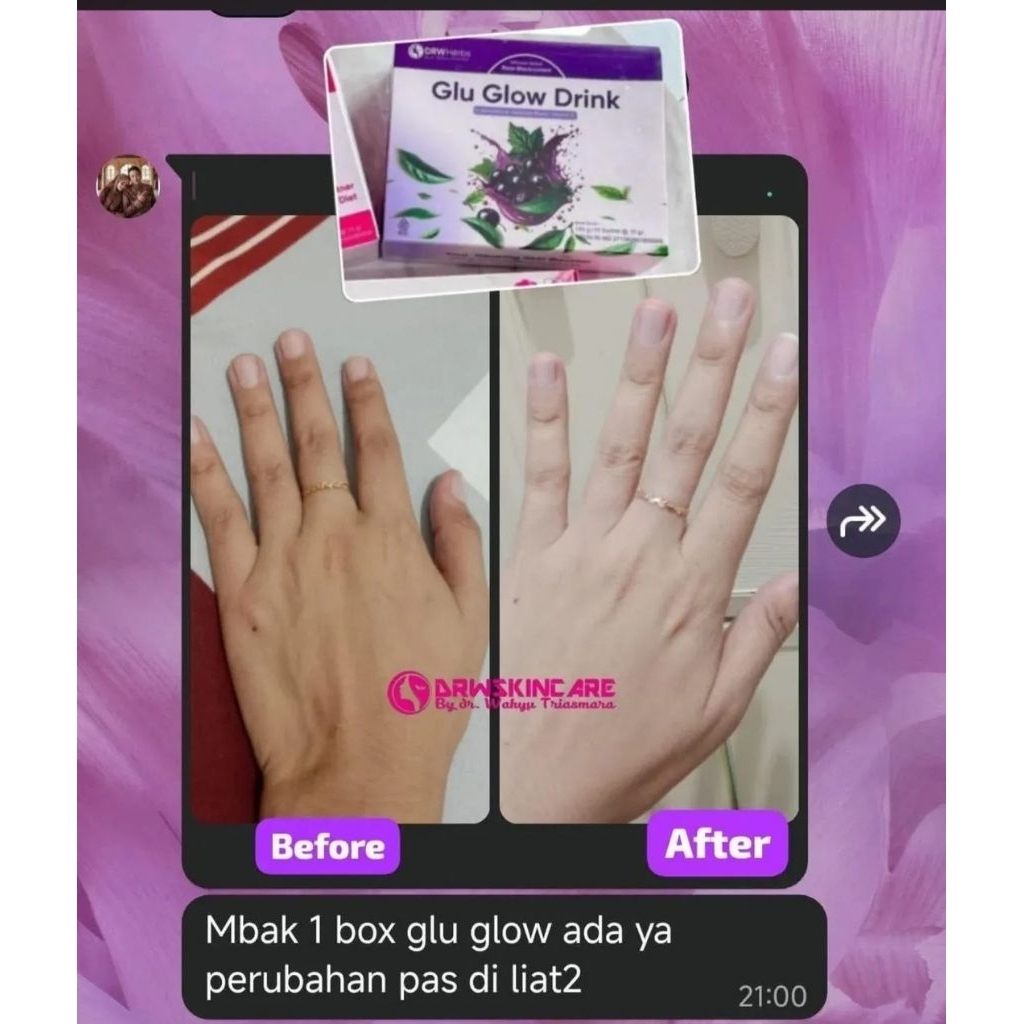 DRW Skincare Glu Glow Drink Mknuman Glutathione Mencerahkan menghaluskan kulit