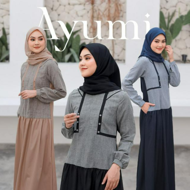 GAMIS REMAJA PAKAIAN WANITA TERBARU, AYUMI 370 NAVY, AYUMI 370 BROWN & AYUMI 370 BLACK (ETHICA MATAR