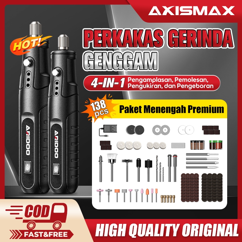 COD Bor Mini Listrik ARIDOO 12V 231pcs Bor Mini Grinder Set, Mesin Ukir Poles Gerinda Listrik, Alat 