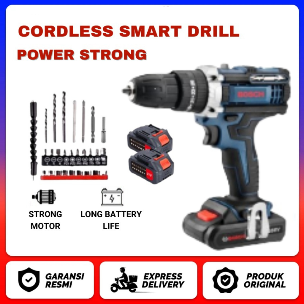Bosch 1288V Mesin Bor Baterai 2 in 1 Tangan Cordless Drill Battery Bor Cordless Power Drills Kit Cor