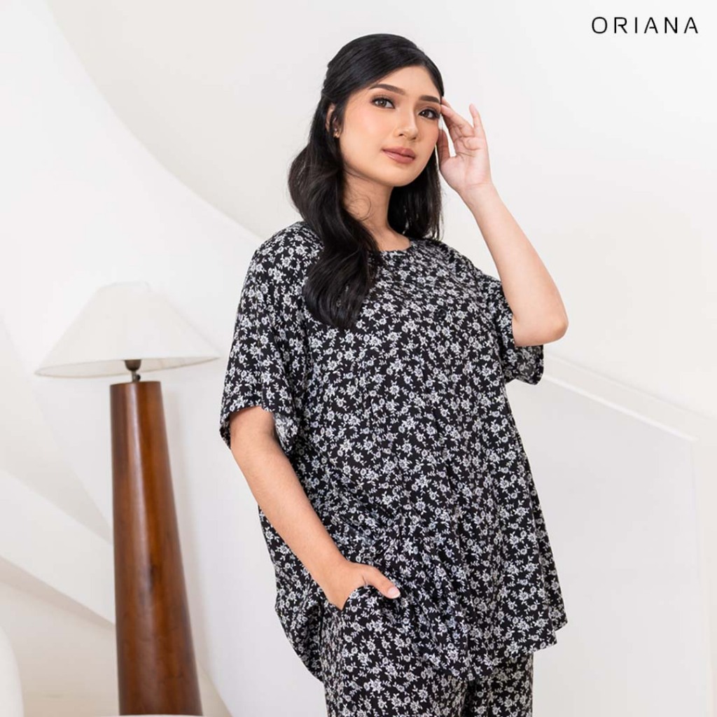 ORIANA - Piyama PUTHI Sleepwear Lengan Pendek Collection I Baju Tidur Pajamas One Set