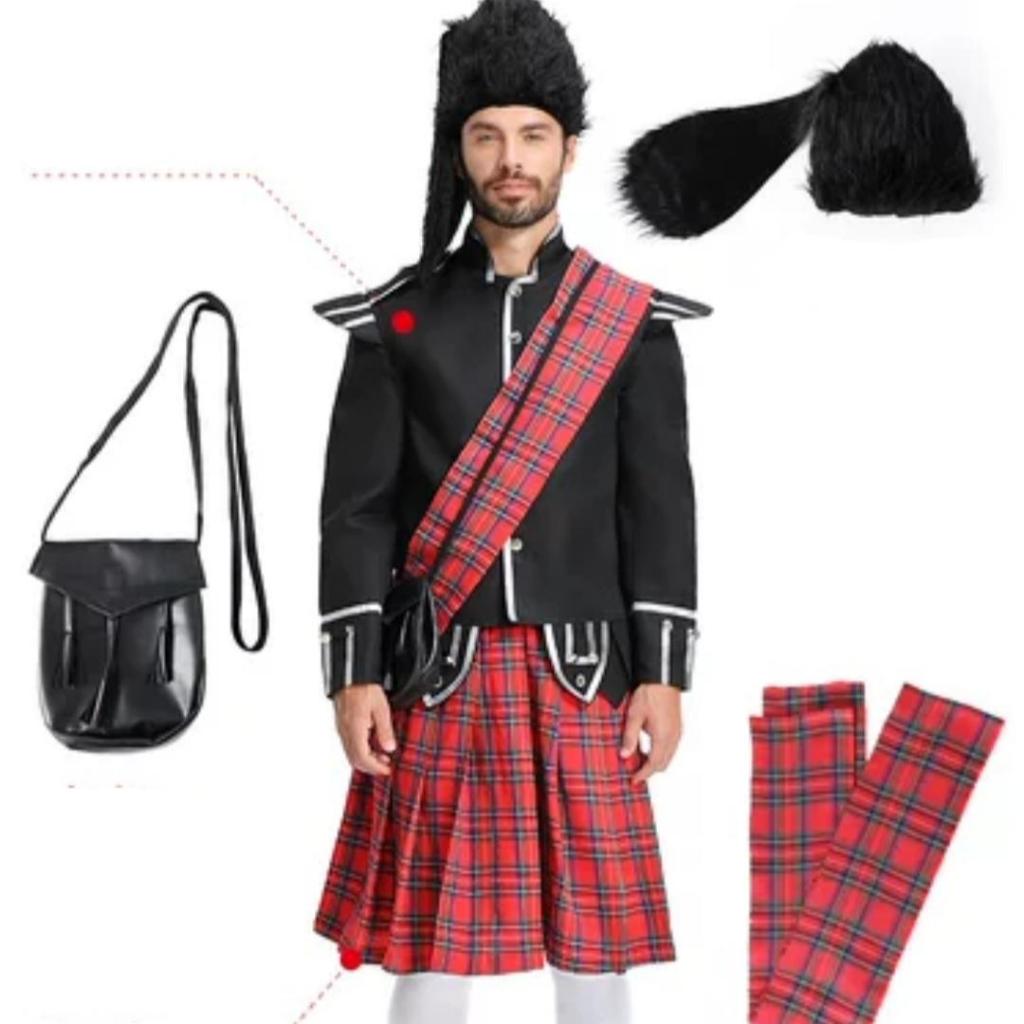 Scotland Man European Scottish England British Halloween Costume Pria Skotlandia Eropa Inggris Costu