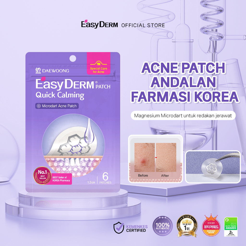 EasyDerm Beauty Quick Calming (6 pcs) - Magnesium Acne Patch Jerawat Korea BPOM