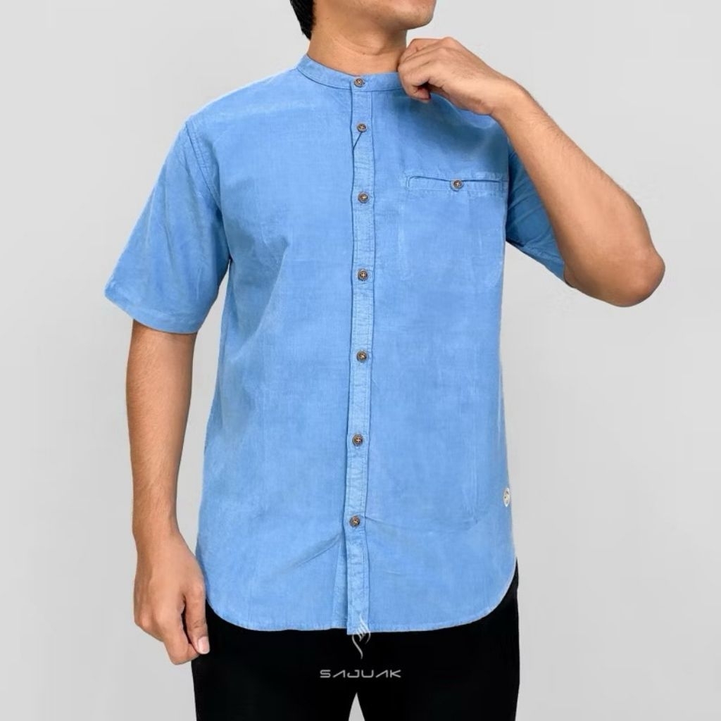 KEMKO CORDUROY SAJUAK LENGAN PENDEK/BAJU KOKO KERAH SANGHAI FASHION MUSLIM/KEMKO SAJUAK