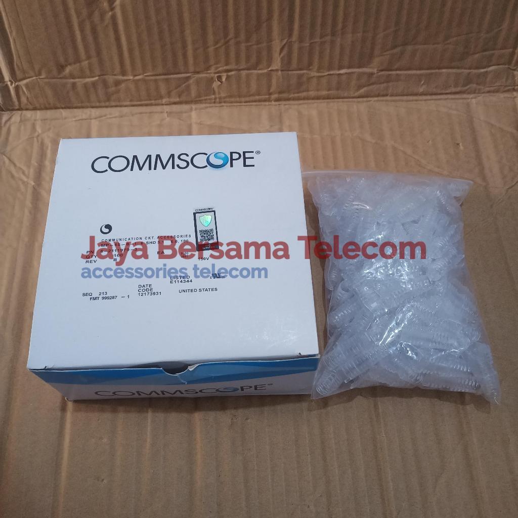 Konektor RJ45 Cat.6 STP AMP Commscope Lengkap Plug boot Transparan/Modular Plug STP Cat.6+Plug Boot 