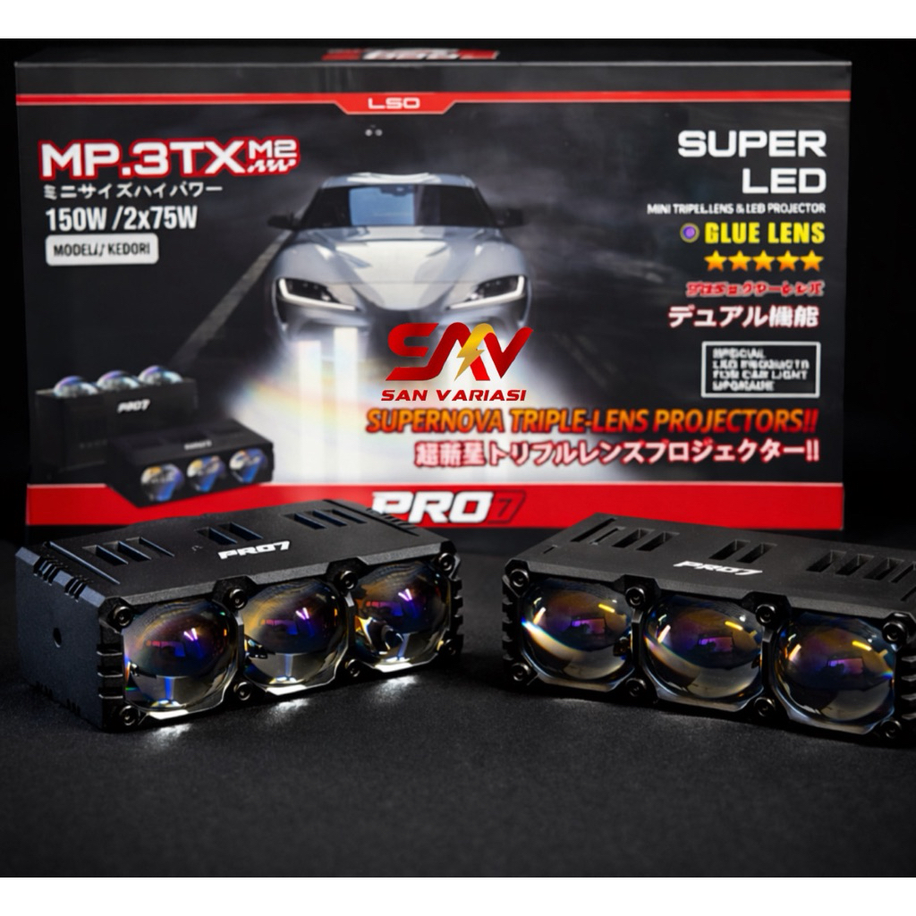 [ SANVARIASI ] READY INSTAN MINI PROJI PRO7 MP3TX M2 TRIPLE LENS 150W