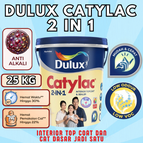 DULUX CATYLAC 2 IN 1 TOP COAT DAN SEALER CAT INTERIOR PREMIUM / KEMASAN 25 KG (PAIL)