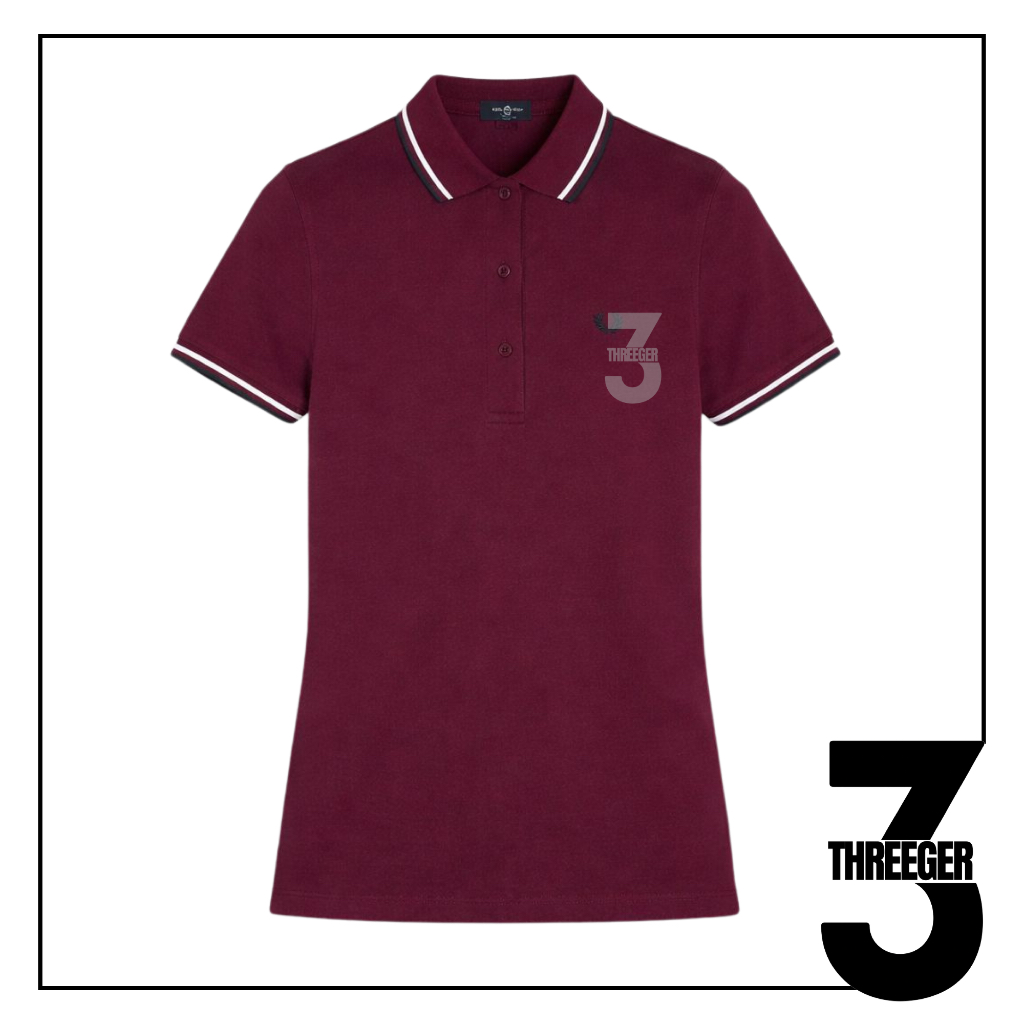 Fred Perry White Black Twin Tipped Polo Oxblood Woman Fit Original / Polo Fred Perry Authentic