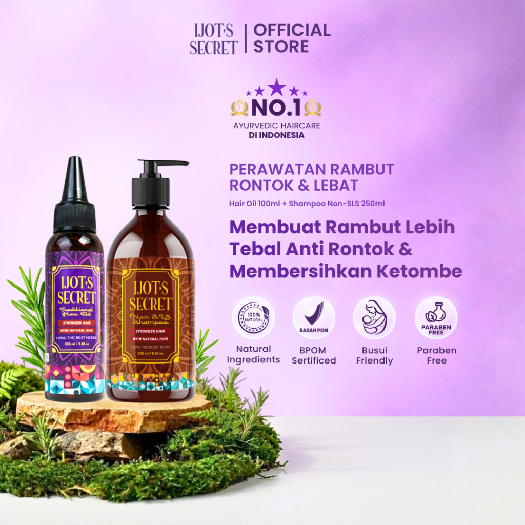 [BUNDLE 2 IN 1] Ijot's Secret Hair Oil Ayurveda 100ml + Shampoo NON SLS 250ml | Menyuburkan Rambut &