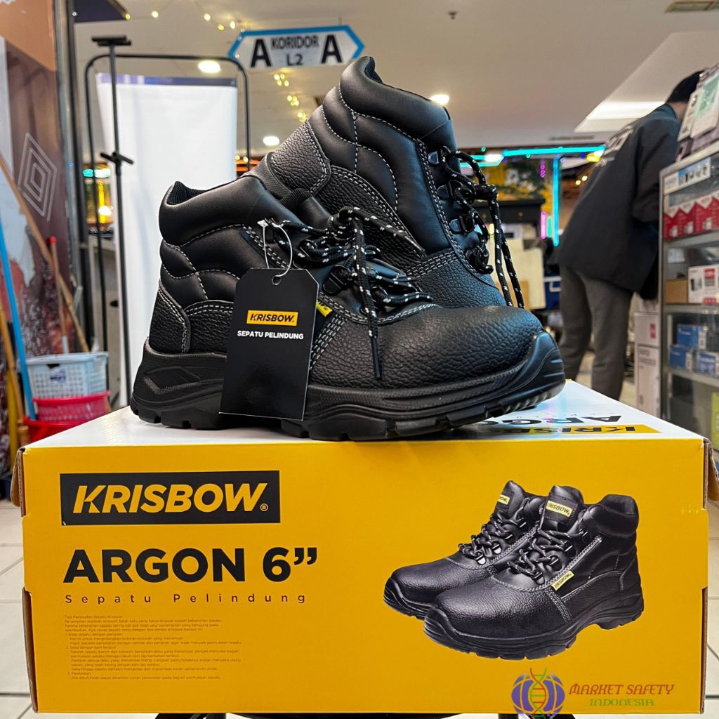 Sepatu Safety Krisbow Argon 6 Inchi Hitam - Safety Shoes Krisbow Argon Original