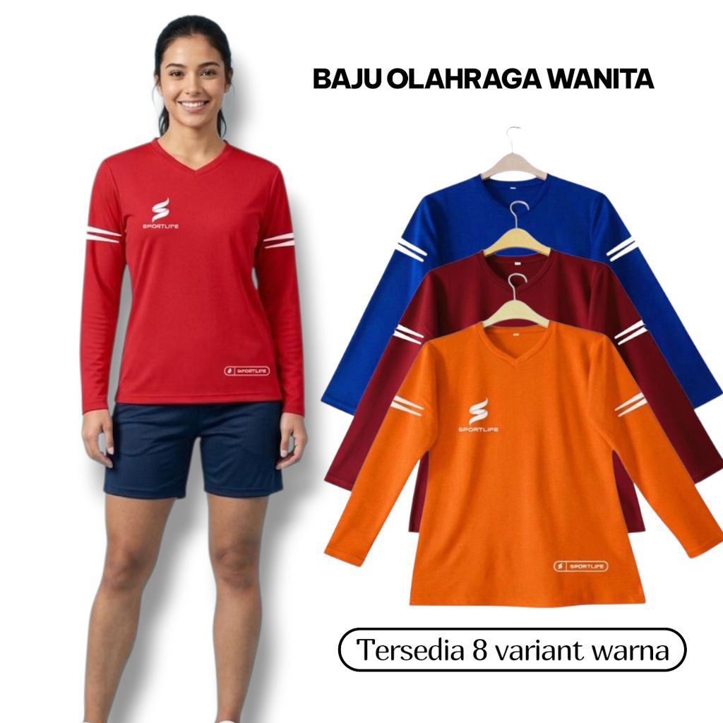 Kaos Olahraga Wanita Muslim Lengan Panjang, Baju Senam Wanita/cewe cocok untuk Senam Fitness Gym Zum