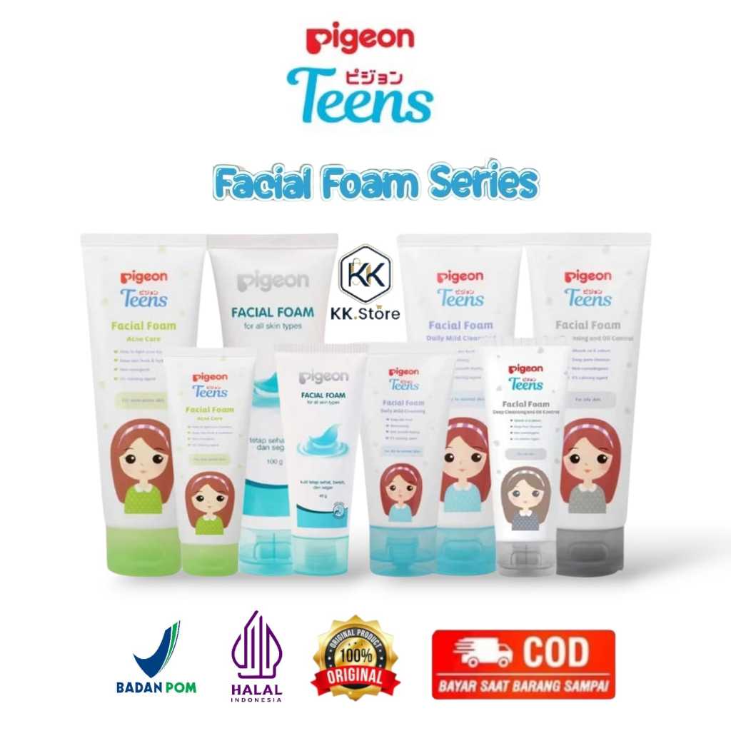 Pigeon Facial Foam Pembersih Wajah Remaja 40ml-100ml All Varian- Lembut, Menjaga Kelembaban