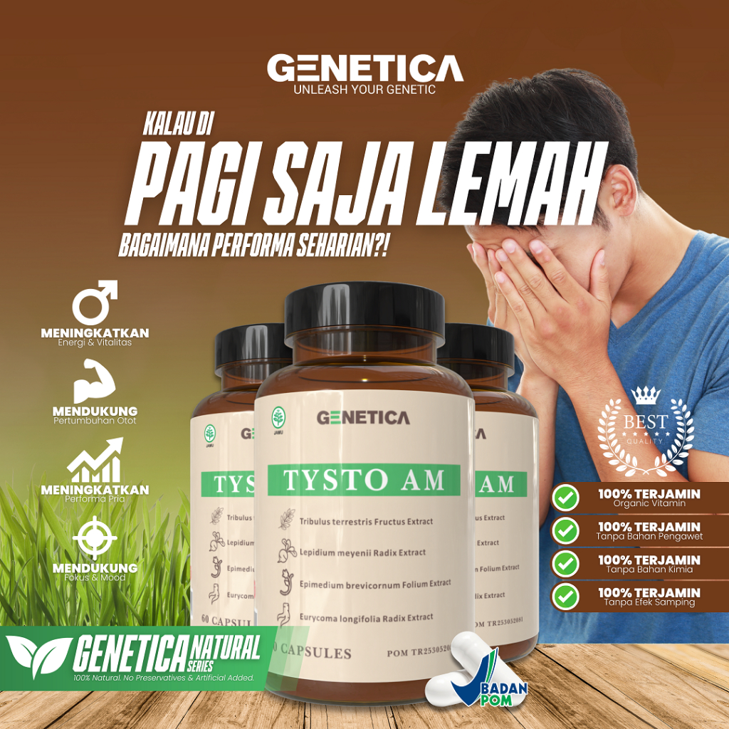 Genetica Tysto AM 60 Kapsul Suplemen Herbal Testobooster | BPOM