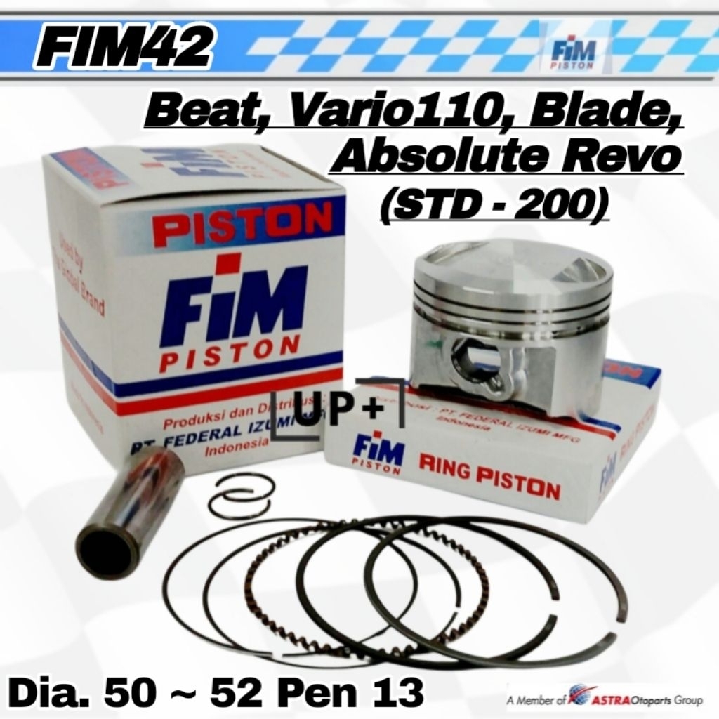 Piston Fim 42 Beat,Vario 110, Blade, Absolute Revo Karbu, FI Starer Kasar Pen 13 Ukr 50 - 52 mm Pin 