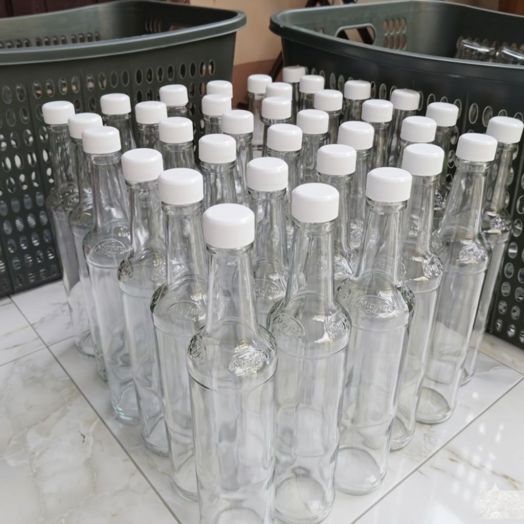 BOTOL KACA MARJAN + TUTUP LUAR DALAM KOMPLIT