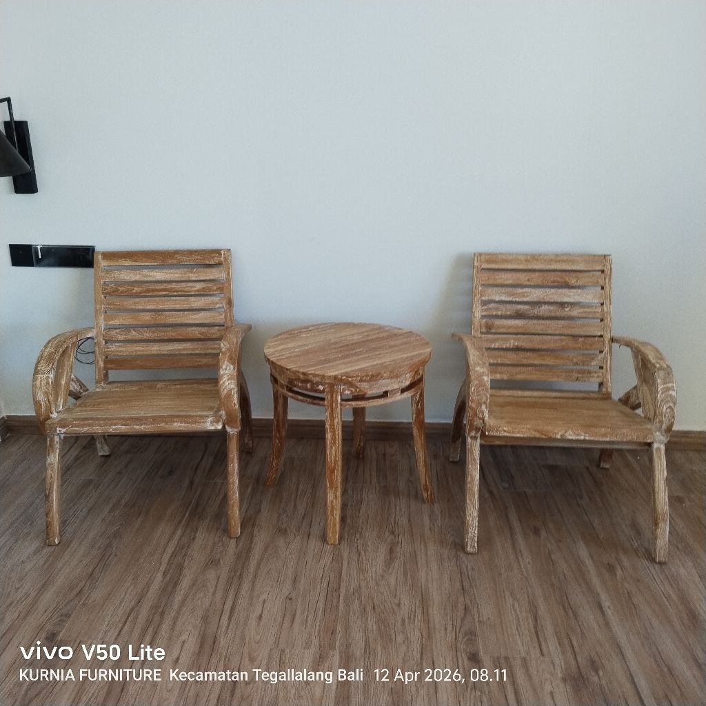 set meja kursi teras aesthetic set meja kopi kayu jati