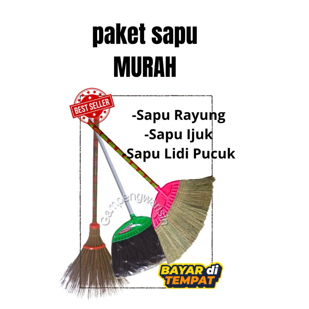 PAKET SAPU LANTAI MURAH(SAPU RAYUNG,SAPU IJUK,SAPU PUCUK)