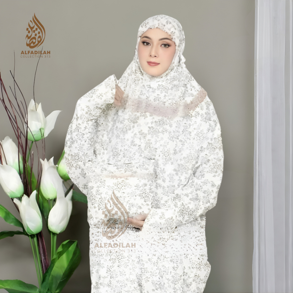 Al-Fadilah Mukena Terusan Dewasa Motip Katun Foil Gliter Mukena Lajuran Jumbo