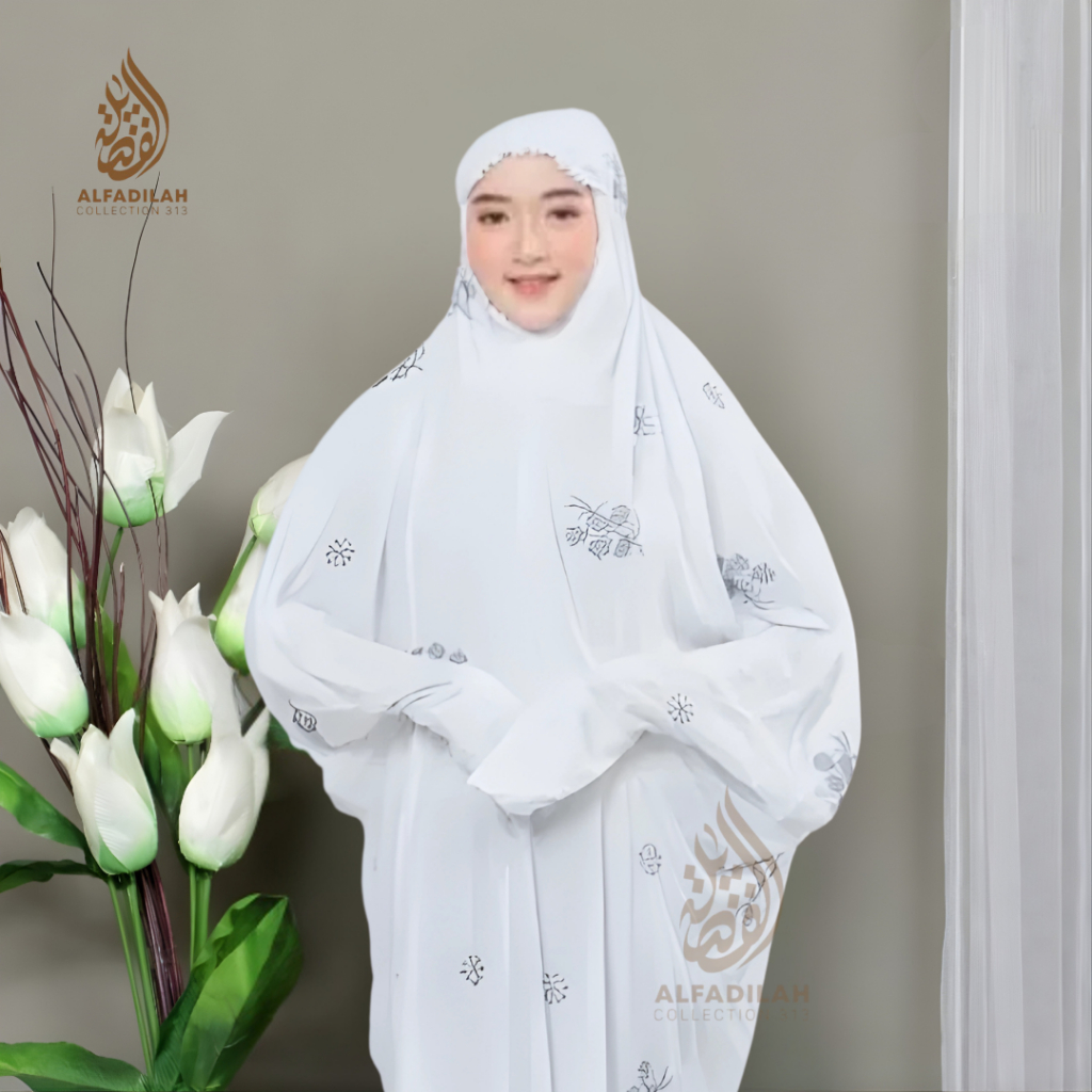 Al-Fadilah Mukena Terusan Dewasa Rayon Premium Bordir Anggur Mukena Terusan Jumbo