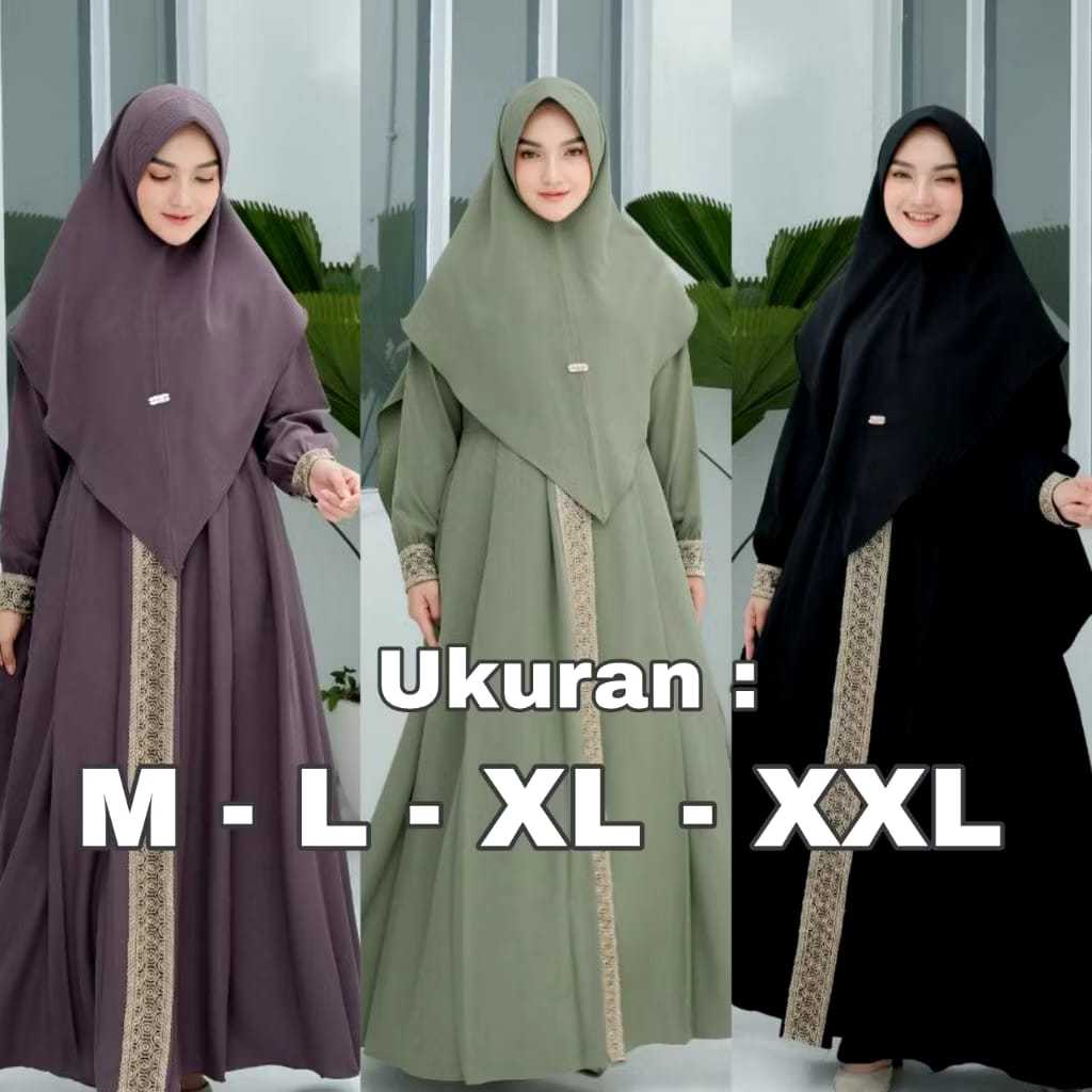 Gamis Set Hijab Tebaru Kekinian Kanaya Syar’i  Free hijab Crinkle Airflow