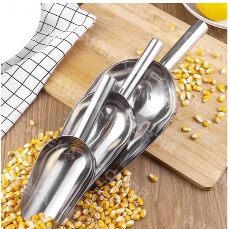 sekop es batu stainless TEBAL ANTI KARAT / sendok sekop tepung beras gula biji kopi stainless stell 