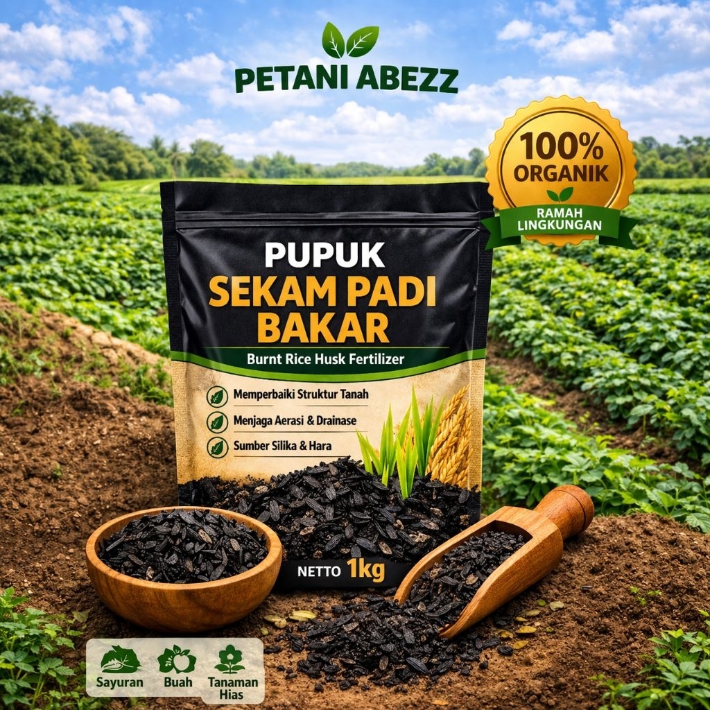 Sekam Padi Bakar 1Kg / Sekam Padi Bakar Super Halus Media Tanam Sayur & Tanaman Hias – 100% Organik
