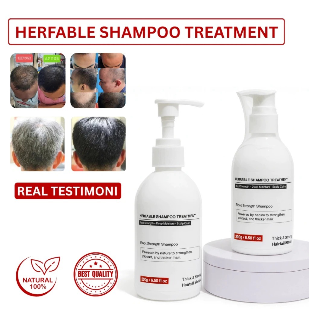 Herfable Shampoo Atasi Uban Penghitam Rambut Uban Original Shampo Anti Uban