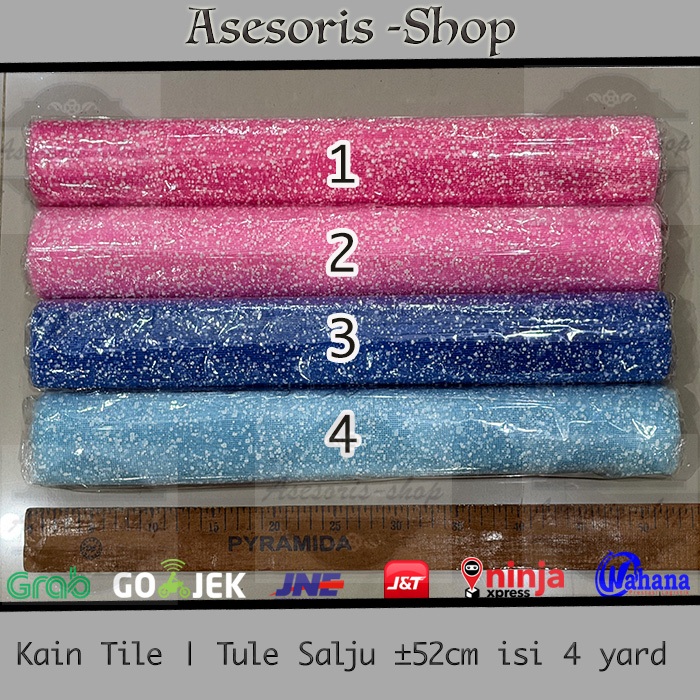 [ PER 1 ROL ] Kain Tile Salju | Kain Tule Salju 4 Yards | Kain Tile Motif Salju | Kain Tile Bucket S