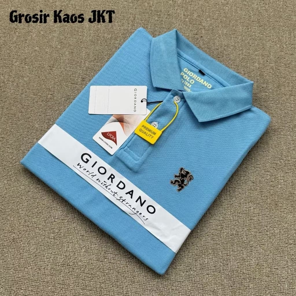 Polo Shirt Kaos Krah Giordano Logo Kecil Full Bordir Terbaru