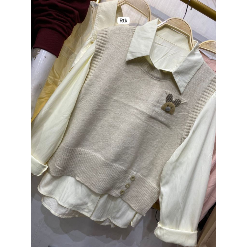NewArrivals VSF04.6139K-4 - RTK Kemeja Wanita Import Catton Premium Terbaru Kekinian Plus+ Vest-Romp