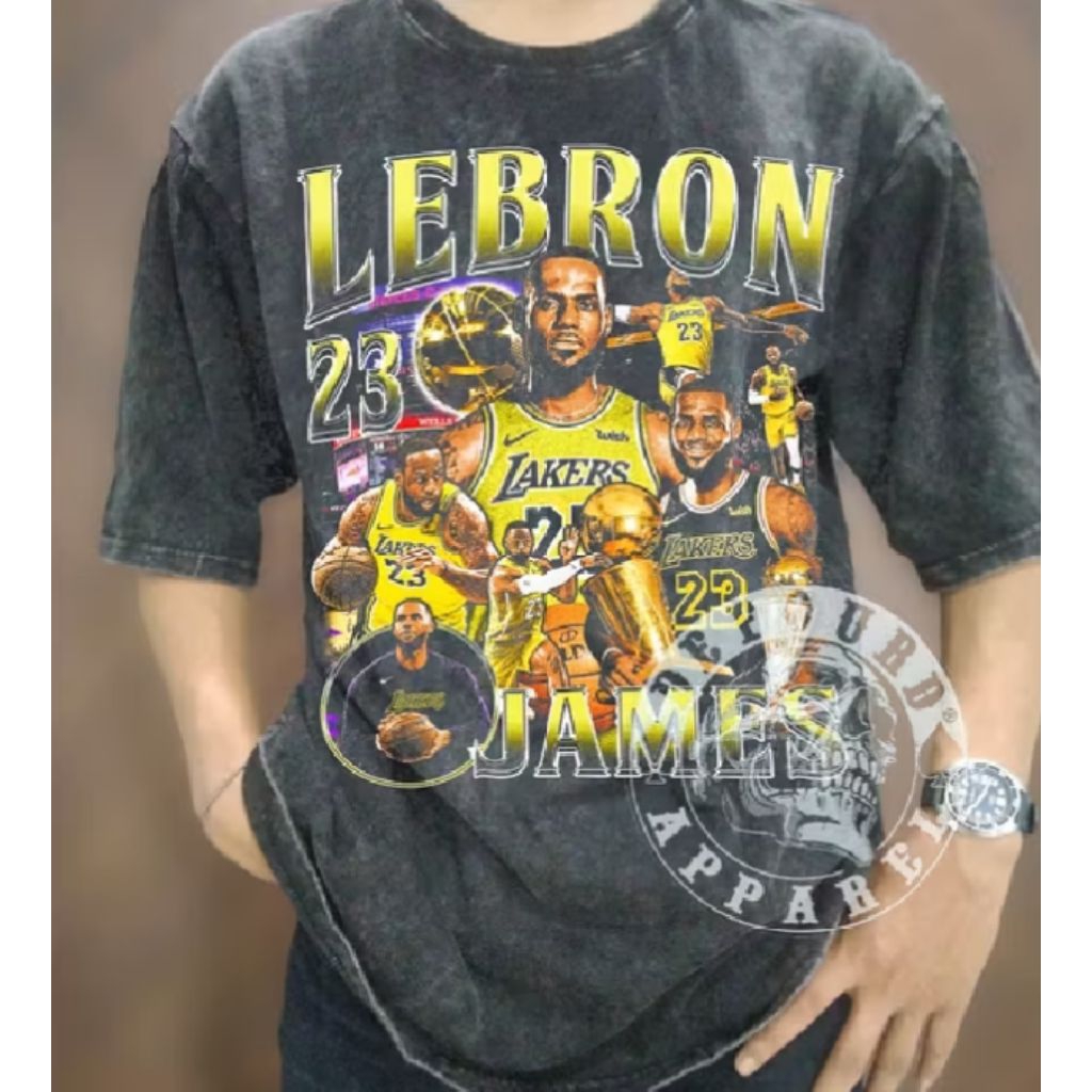 Lebron James Lakers Basketball Player Vintage Wash T-shirt/Kaos Oversize LeBron James Lakers Basketb