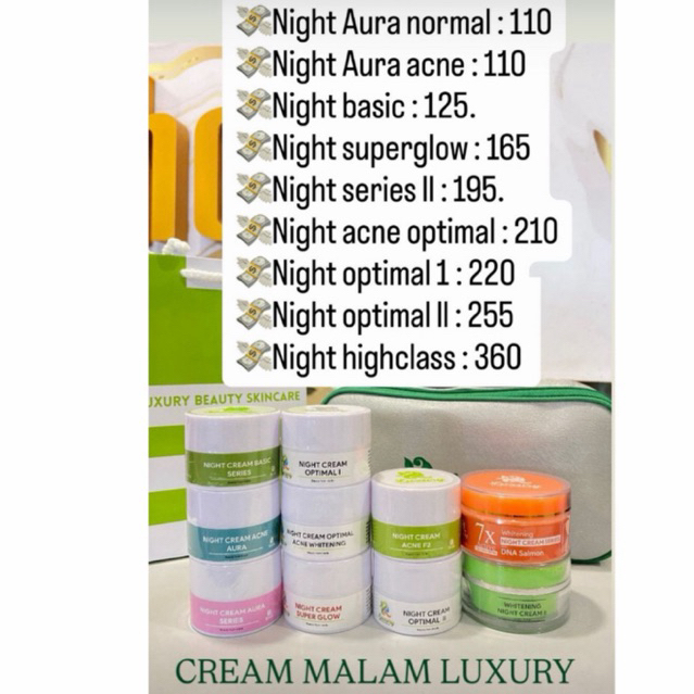 LUXURY BEAUTY SKINCARE | NIGHT CREAM SERI II / NIGHT CREAM HIGHCLASS / NIGHT CREAM SUPERGLOW / NIGHT