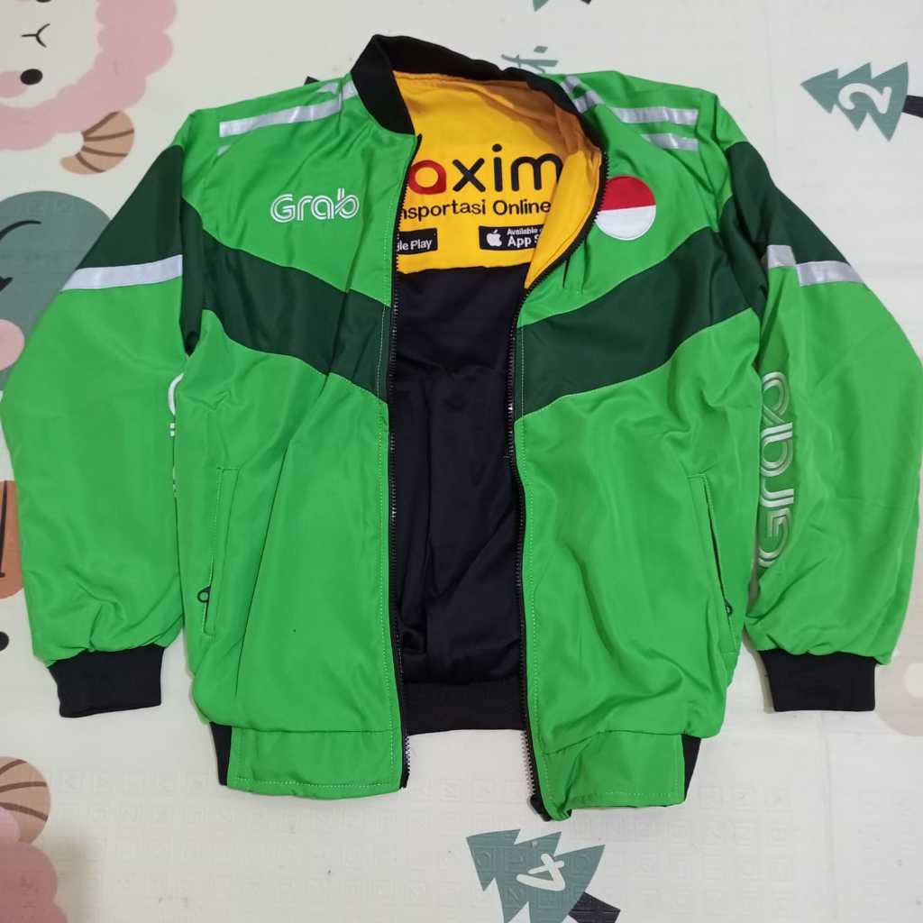 JAKETBOLAK BALIK GRAB MAXIM# JAKET GRAB MAXIM HITAM# JAKET GRAB ORI MAXIM SETENGAH HITAM # REAL PICT