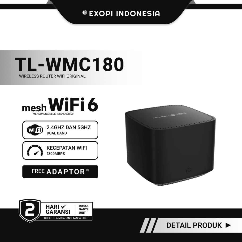 TP-Link TL-WMC180 Wireless Router Mesh WiFi 6 Dual-Band 2.4GHz & 5GHz Bekas Original Free Adaptor