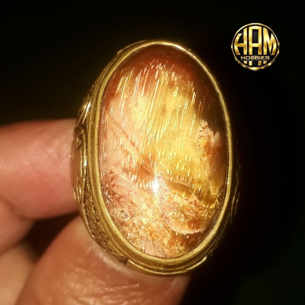 cincin akik batu kelor merah