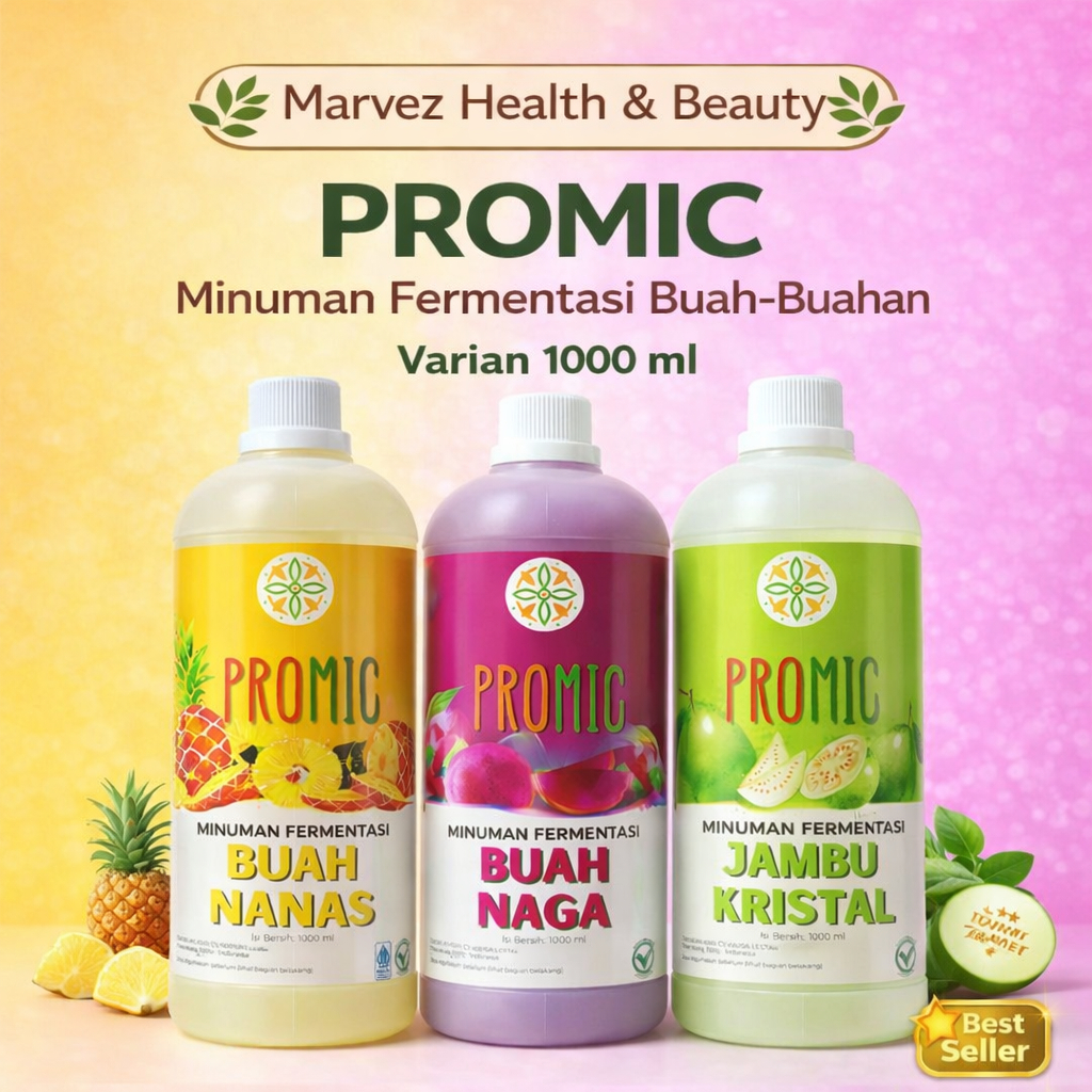 Promic Probiotic Microbs Minuman Permentasi Alami Biang Starter Nanas Jambu Kristal Naga 1 Liter
