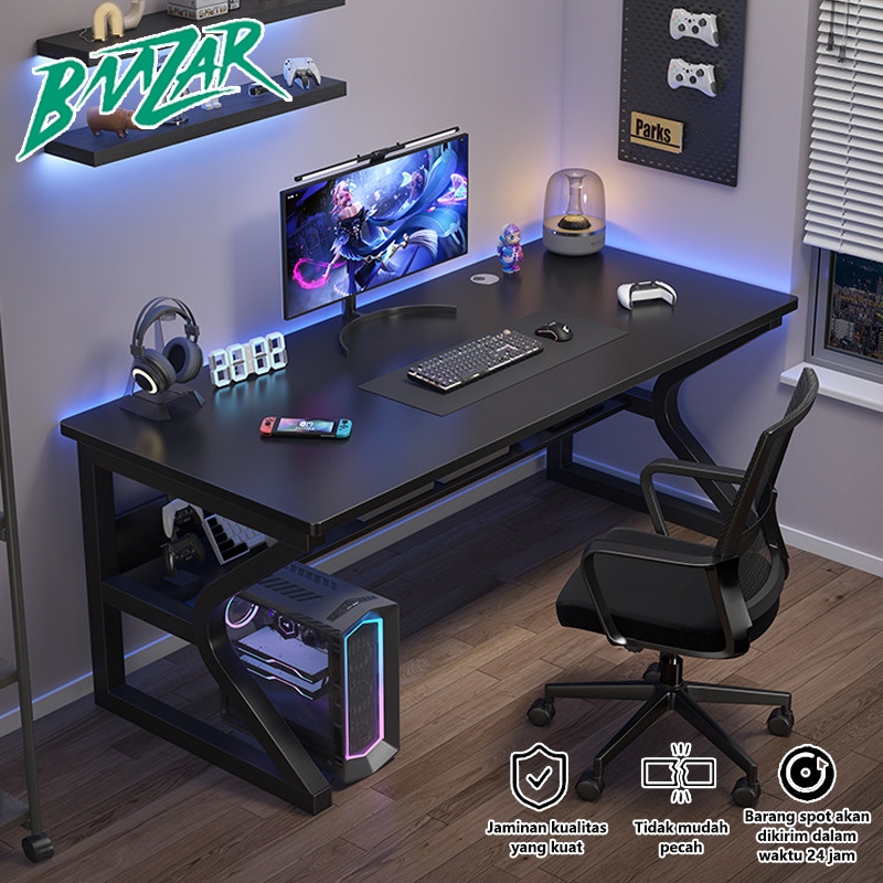 BMZAR [Kerusakan Dijamin] Meja Gaming Meja Komputer Minimalis Modern Meja Laptop Meja Belajar Hitam 