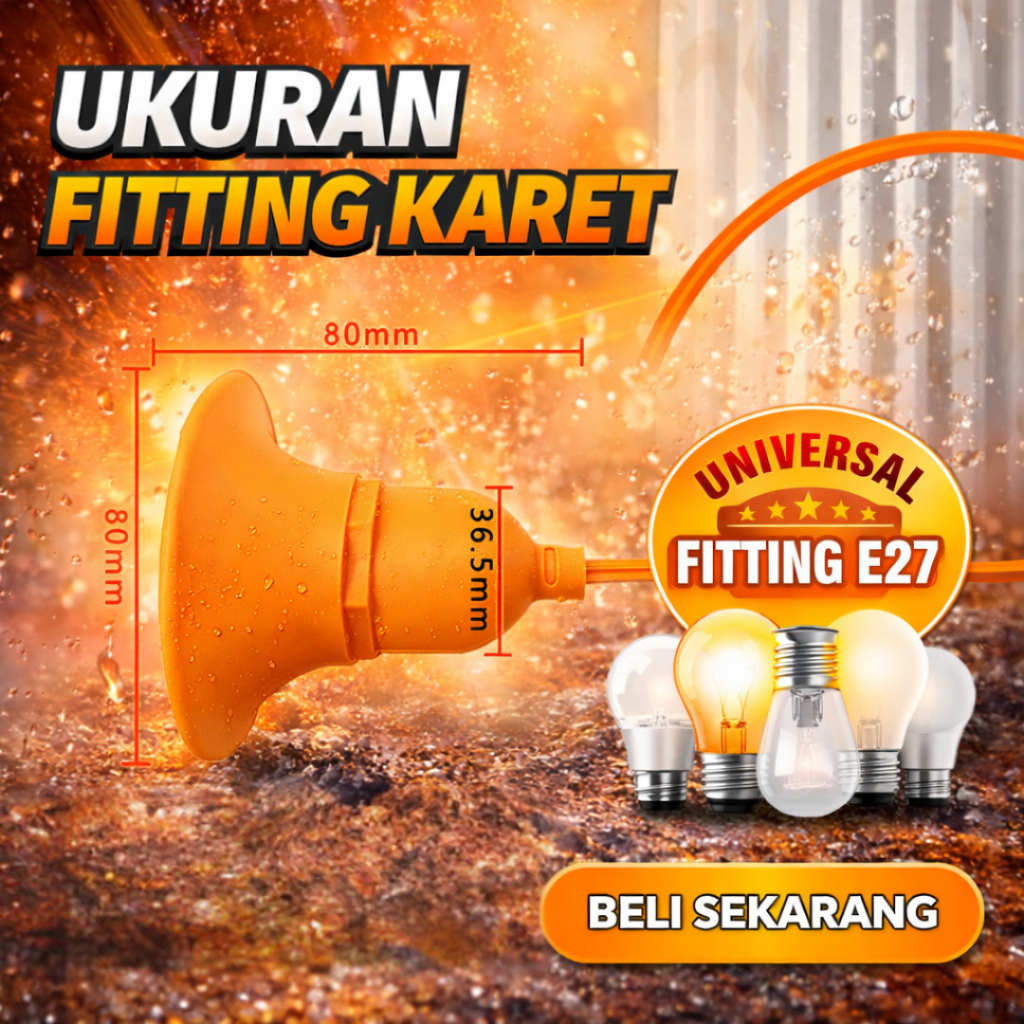 SUNFREE Fitting Gantung Oranye Outdoor indoor Anti Air E27 Fitting Gantung Anti Air