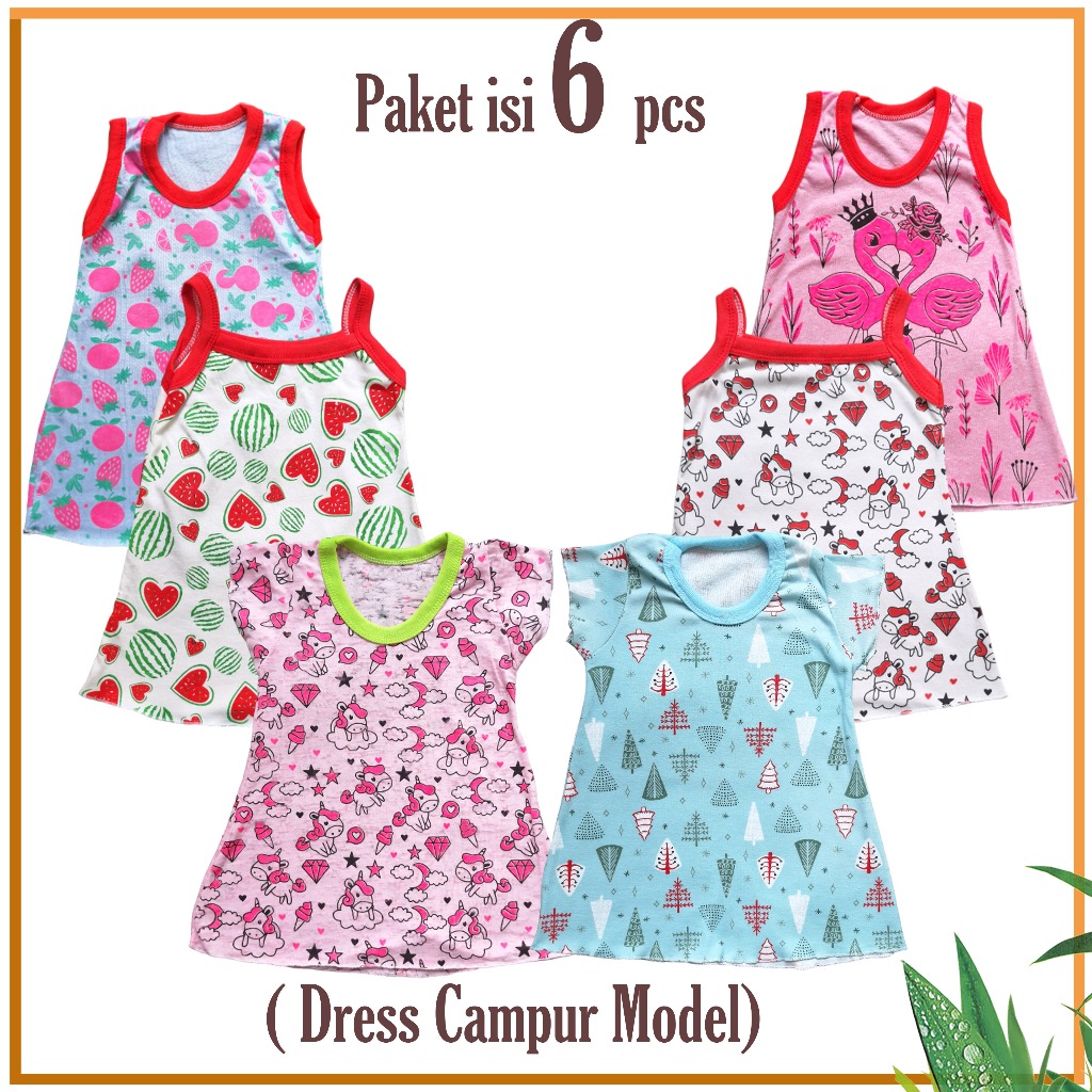 Isi 6 Dress Anak Perempuan Bayi Campur Model / Atasan Anak / Dress Bayi Cewek /Daster Anak Perempuan
